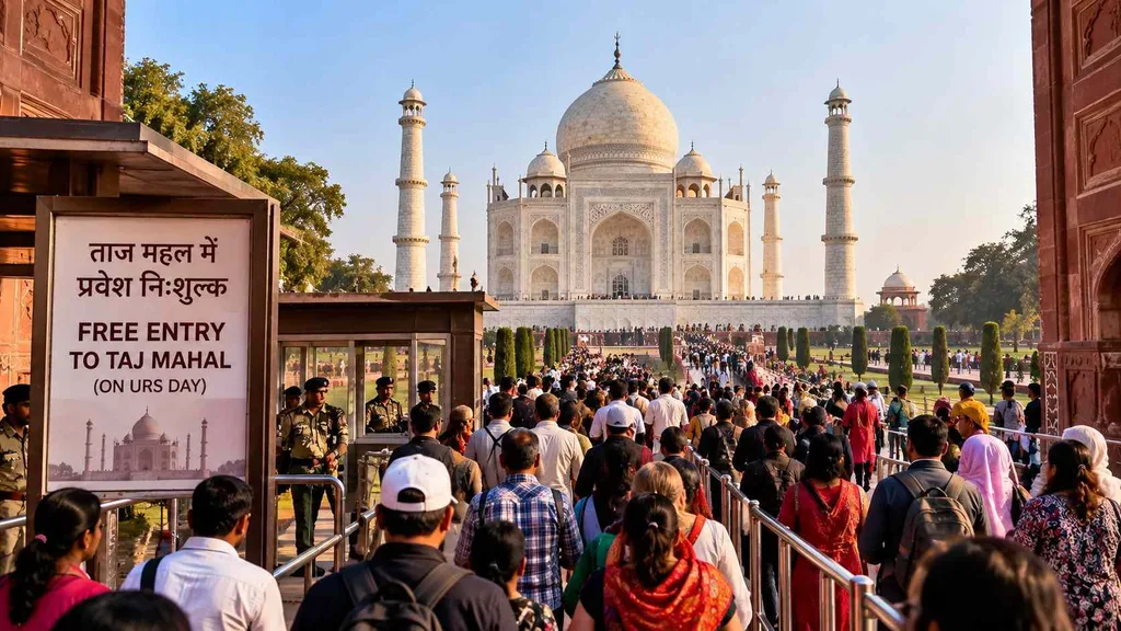 taj mahal free entry urs day crowd 1