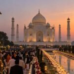 Taj Mahal Urs in Agra with visitors during the Shah Jahan Urs celebration